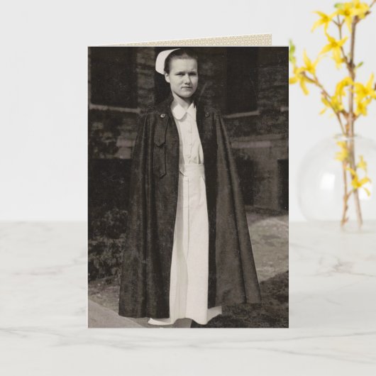 Retro 1930s verpleegster kaart (Gele Bloem)