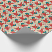 Retro 1930's vintage kerstman cadeaupapier (Hoek)