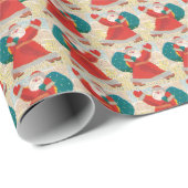 Retro 1930's vintage kerstman cadeaupapier (Rol Hoek)