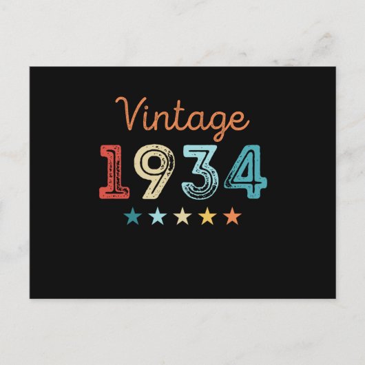 Retro 1934 90e verjaardag cadeau 90 jaar oud briefkaart (Voorkant)