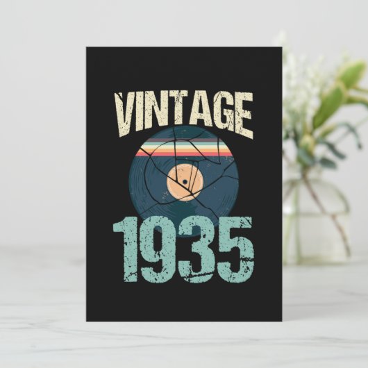 Retro  1935 85th Birthday Record Vinyl Vin Kaart (Staand voorkant)
