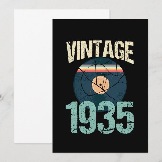 Retro 1935 85th Birthday Record Vinyl Vin Kaart (Voorkant / Achterkant)