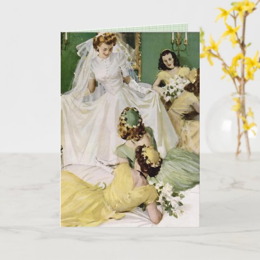 Retro 1940 bruiloft kaart (Gele Bloem)