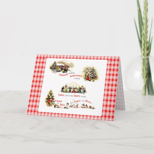 Retro 1940 Kerstmis Feestdagen Kaart (Voorkant)