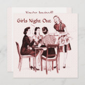 Retro 1940 meisjes nacht uit kaart (Voorkant / Achterkant)