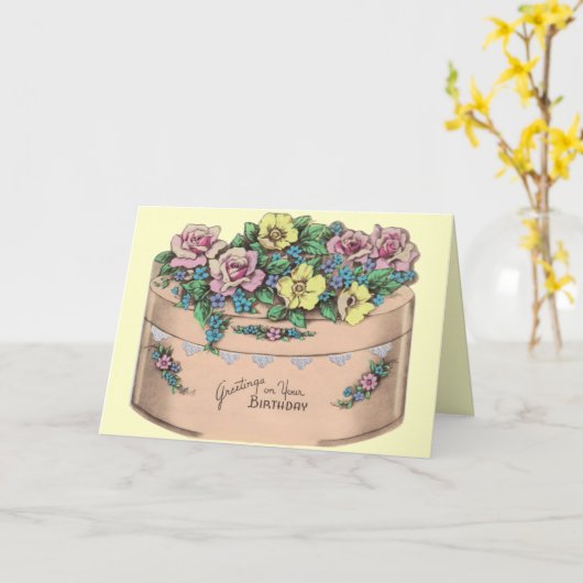 Retro 1940 verjaardag kaart (Gele Bloem)