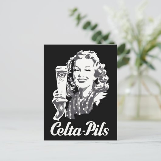 Retro 1940s-1950s stijl Belgisch bier logo en Briefkaart (Staand voorkant)