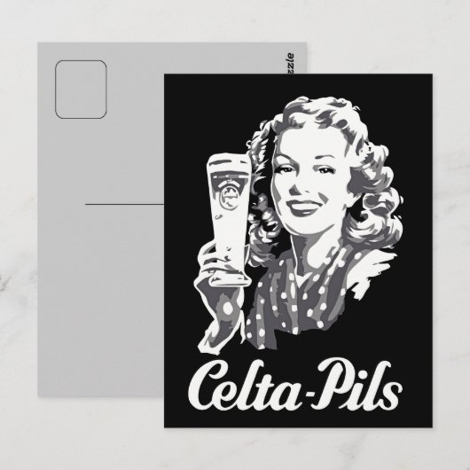 Retro 1940s-1950s stijl Belgisch bier logo en Briefkaart (Voorkant / Achterkant)