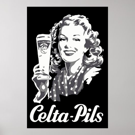 Retro 1940s-1950s stijl Belgisch bier logo en Poster (Voorkant)