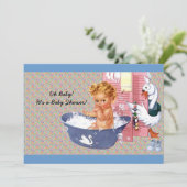 Retro 1940s Baby Boy Shower Kaart (Staand voorkant)