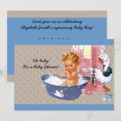 Retro 1940s Baby Boy Shower Kaart (Voorkant / Achterkant)