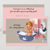 Retro 1940s Baby shower Kaart (Voorkant / Achterkant)