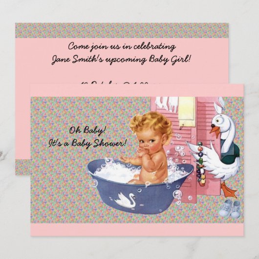 Retro 1940s Baby shower Kaart (Voorkant / Achterkant)