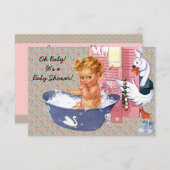 Retro 1940s Baby shower V2 Kaart (Voorkant / Achterkant)