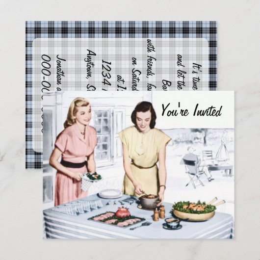 Retro 1940s BBQ Kaart (Voorkant / Achterkant)