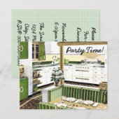 Retro 1940s Dinner Party Kaart (Voorkant / Achterkant)