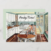 Retro 1940s Dinner Party Kaart (Voorkant / Achterkant)