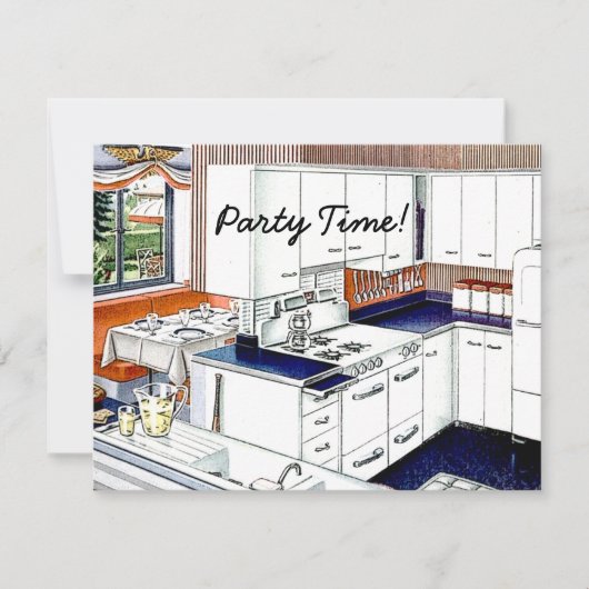 Retro 1940s Dinner Party Kaart (Voorkant)