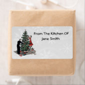 Retro 1940s Kerstboom Keuken Labels (Insitu)