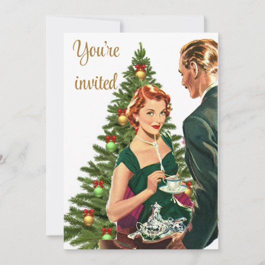 Retro 1940's kerstfeest kaart (Voorkant)