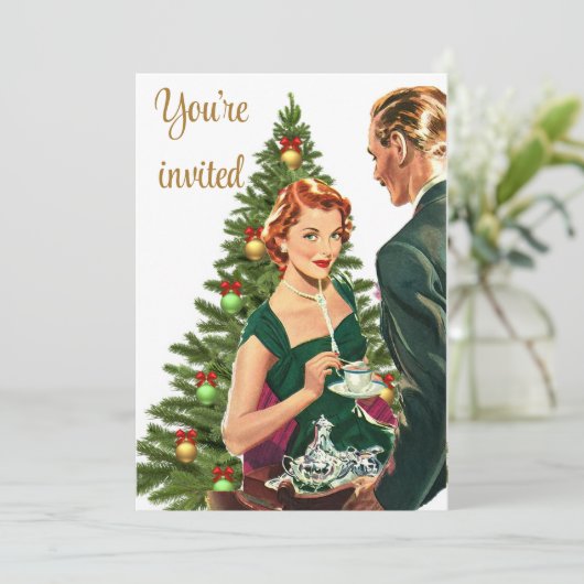 Retro 1940's kerstfeest kaart (Staand voorkant)