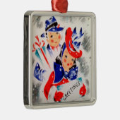 Retro 1940s kerstkooppaar metalen ornament (Rechts)