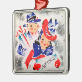 Retro 1940s kerstkooppaar metalen ornament (Links)