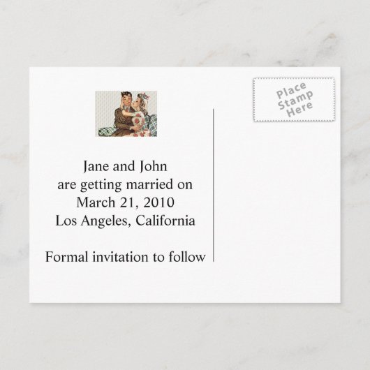 Retro 1940s Kissend Couple sparen de Datum Aankondigingskaart (Achterkant)