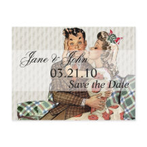 Retro 1940s Kissend Couple sparen de Datum