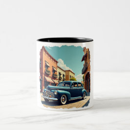 Retro 1940s klassiek auto T-shirt Tweekleurige Koffiemok