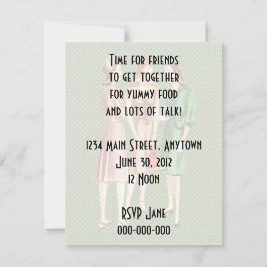 Retro 1940s Luncheon V1 Kaart (Achterkant)