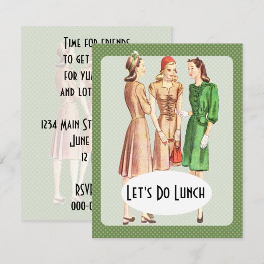 Retro 1940s Luncheon V1 Kaart (Voorkant / Achterkant)