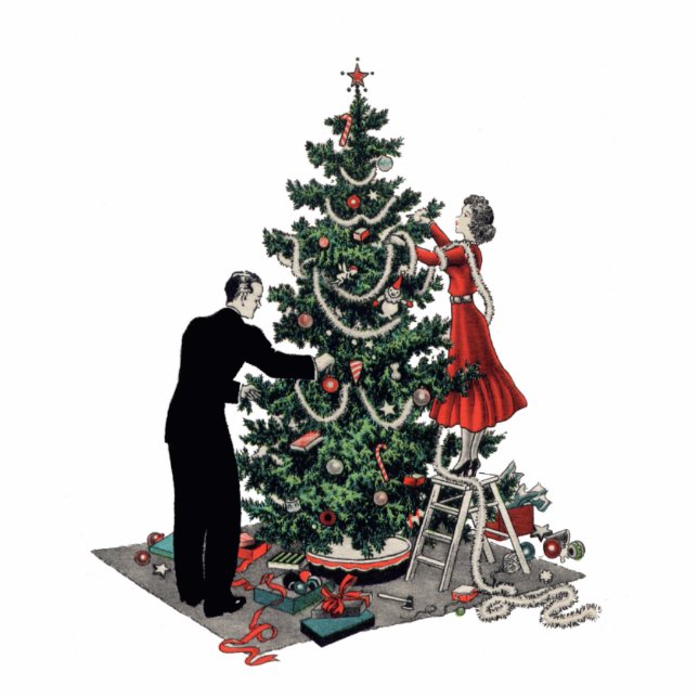 Retro 1940s Ornament kerstboom Fotobeeldje Ornament (Voorkant)