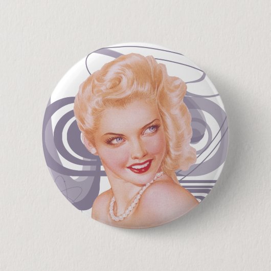 Retro 1940s Pinup Ronde Button 5,7 Cm (Voorkant)