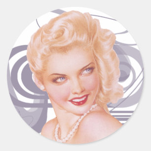 Retro 1940s Pinup Ronde Sticker