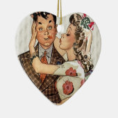 Retro 1940s zoende paar keramisch ornament (Rechts)