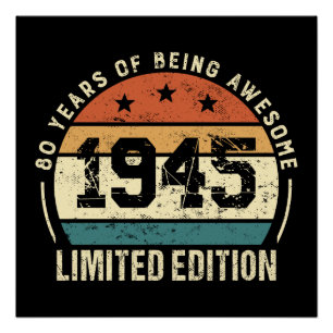 Retro 1945 verjaardagscadeau idee voor 80 jaar perfect poster
