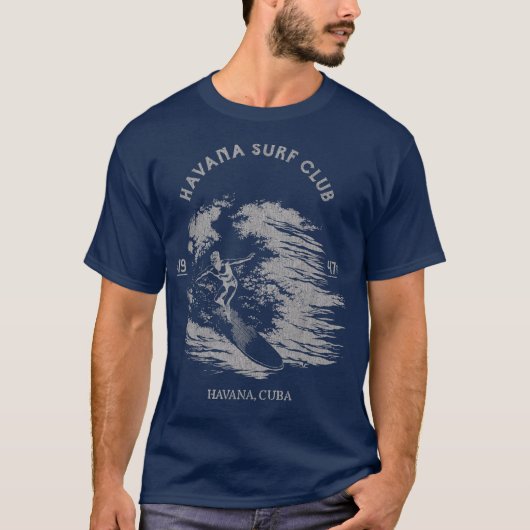 Retro 1947 Havana Cuba Surf Club  Surfer T-shirt (Voorkant)