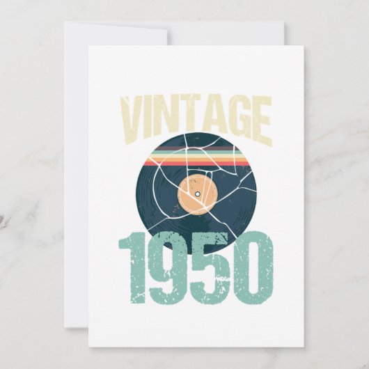 Retro  1950 70 th Birthday Record Vinyl Vin Kaart (Voorkant)