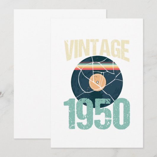 Retro  1950 70 th Birthday Record Vinyl Vin Kaart (Voorkant / Achterkant)