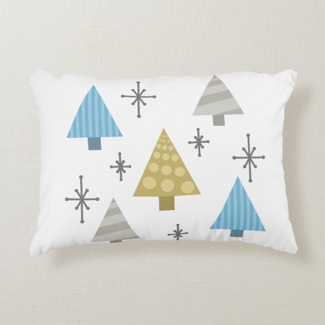 Retro 1950 kerstbomen accent kussen (Voorkant)