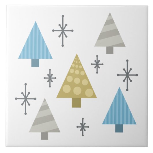 Retro 1950 kerstbomen tegeltje (Voorkant)