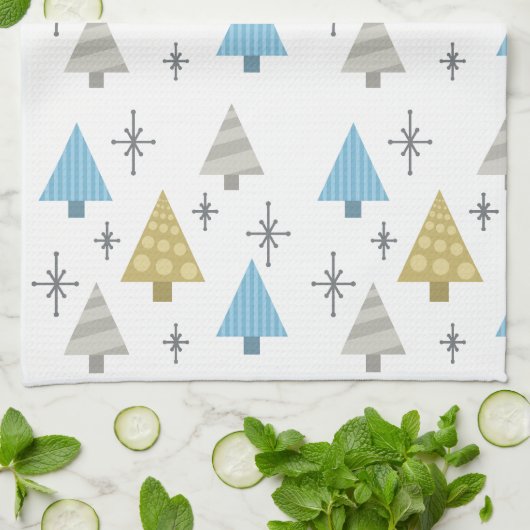 Retro 1950 kerstbomen theedoek (Gevouwen)