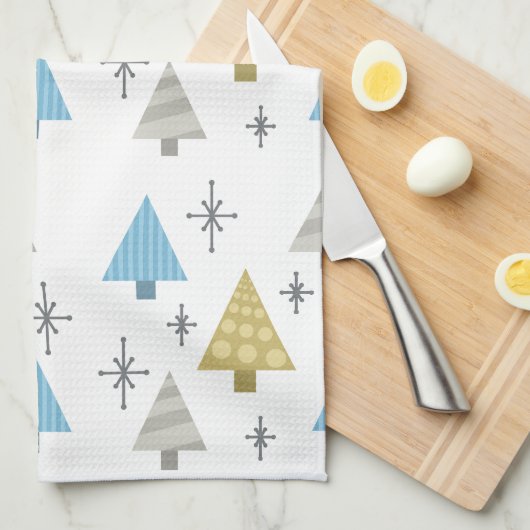 Retro 1950 kerstbomen theedoek (Quarter Fold)