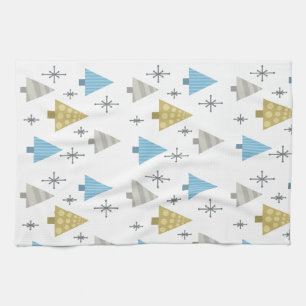 Retro 1950 kerstbomen theedoek