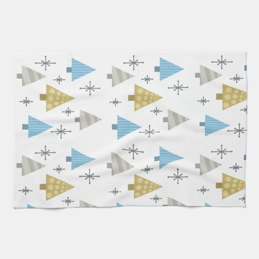 Retro 1950 kerstbomen theedoek (Horizontaal)