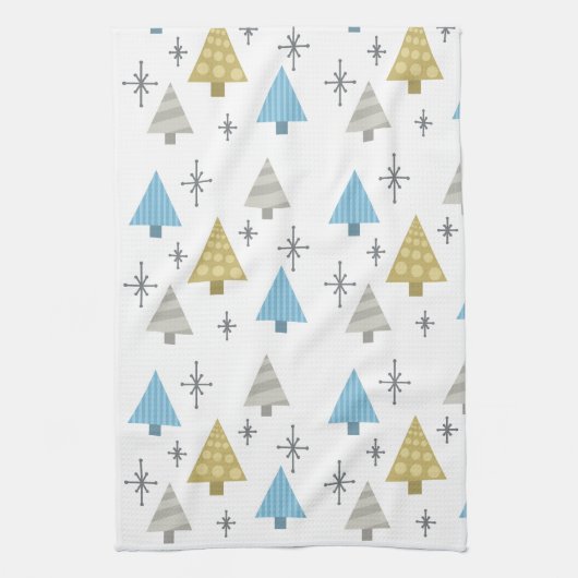 Retro 1950 kerstbomen theedoek (Verticaal)