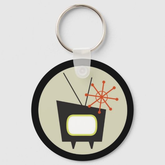 Retro 1950 TV Set Sleutelhanger (Voorkant)