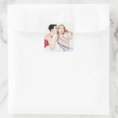 Retro 1950 Vrouwenroddels Vierkante Sticker (Tas)