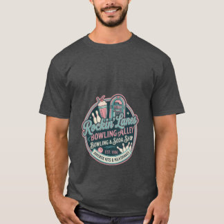 Retro 1950er jaren Pastelkleurig Speldje Bowling V T-shirt